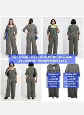 NWT Smash + Tess x Jamie Pandit Jamie Wide Leg Jumpsuit - Midnight Magic Size L